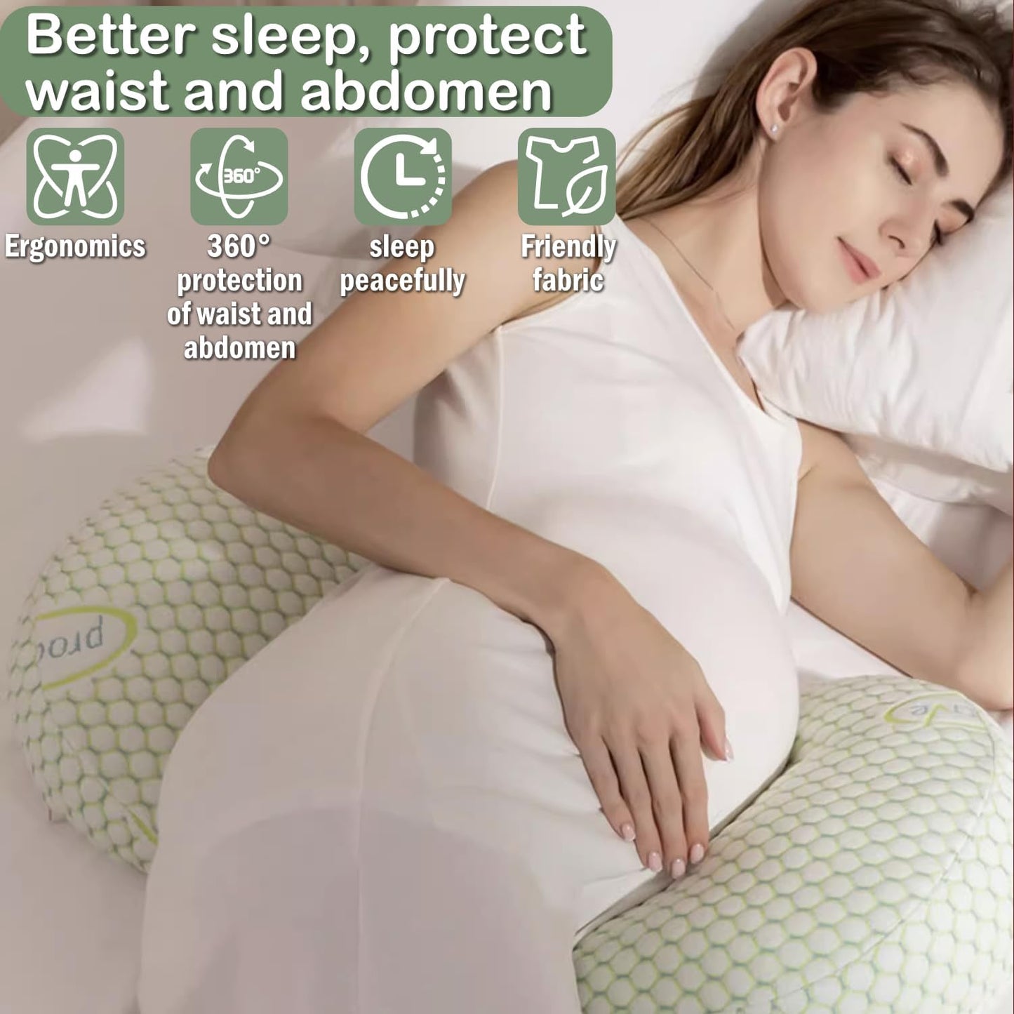 Pregnancy Pillow, Maternity Pillow for Pregnant Women, Soft Maternity Pillow with Detachable & Adjustable Pillow Cover