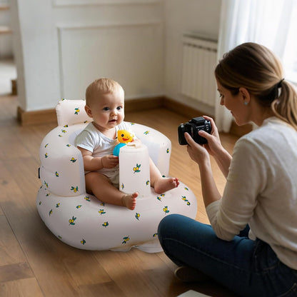 Inflatable Baby Seat with Built-in Air Pump – Portable Floor Chair for Sitting Up, Feeding & Play 3 Months & Up