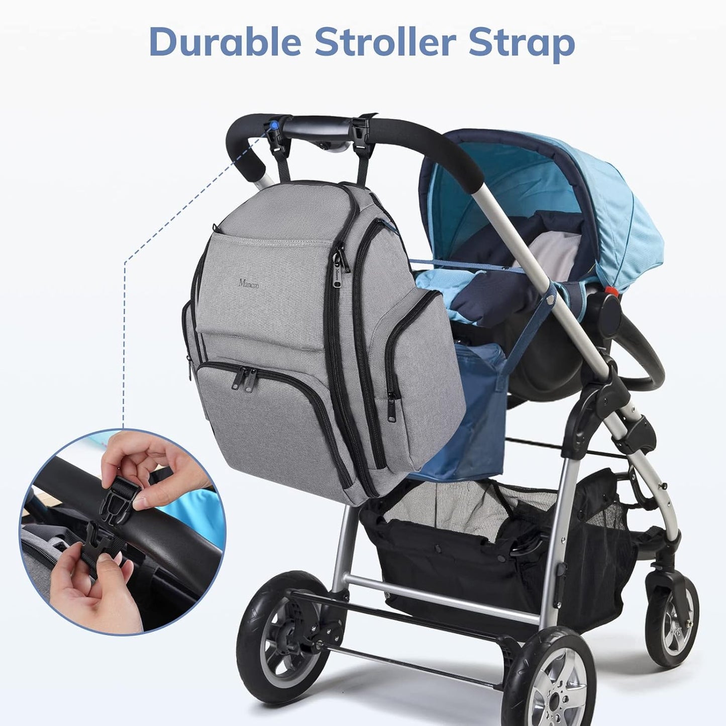 Diaper Bag Backpack, Large Multifunction Waterproof Travel Baby Changing Bag for Dad Mom with 4 Insulated Pockets and Stroller Straps