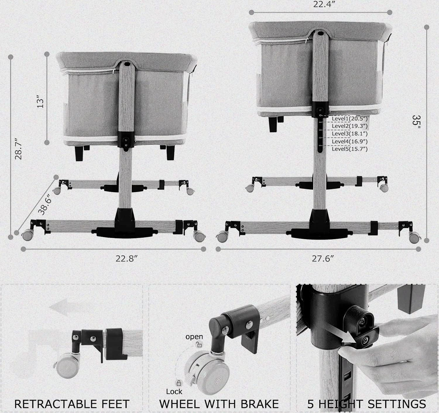 Baby Crib ,3 in 1 Bassinet for Baby