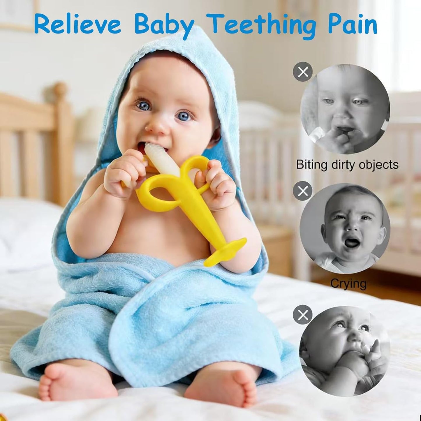 Baby Teething Toys 3-6 Months – BPA-Free Silicone Teether Fruit Shape Giraffe Chew Toy for Newborns, Infant Gum Soother Gift for Baby Boy & Girl