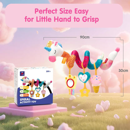 Car Seat Toys For Babies 0-6 Months Baby ,Rattle, Mirror, Crinkle, Squeaky Carseat Stroller Toys