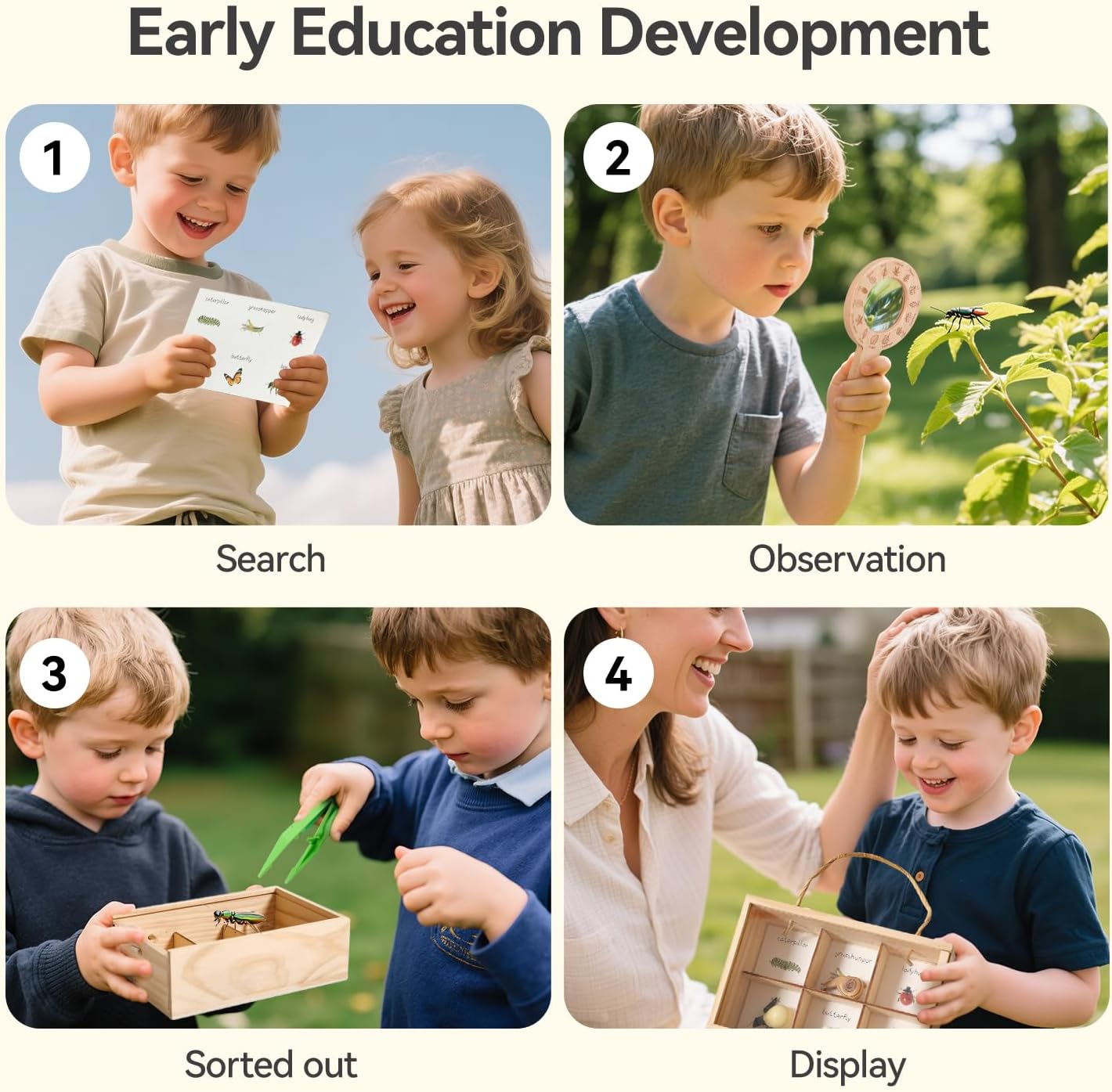 Kids Nature Explorer Kit – Outdoor Treasure Hunt Set with Binoculars, Magnifying Glass, Wooden Collection Box & Mission Cards