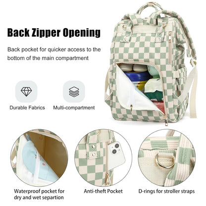 Baby Diaper Bag Backpack for Mom, Large Capacity Travel Nappy Bag for Boys & Girls with Stroller Straps