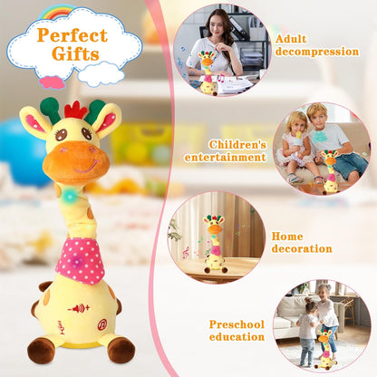 Dancing Giraffe Plush Toy for Toddlers with Music, Voice Repeat & Light-Up Feature – Interactive Baby Gift
