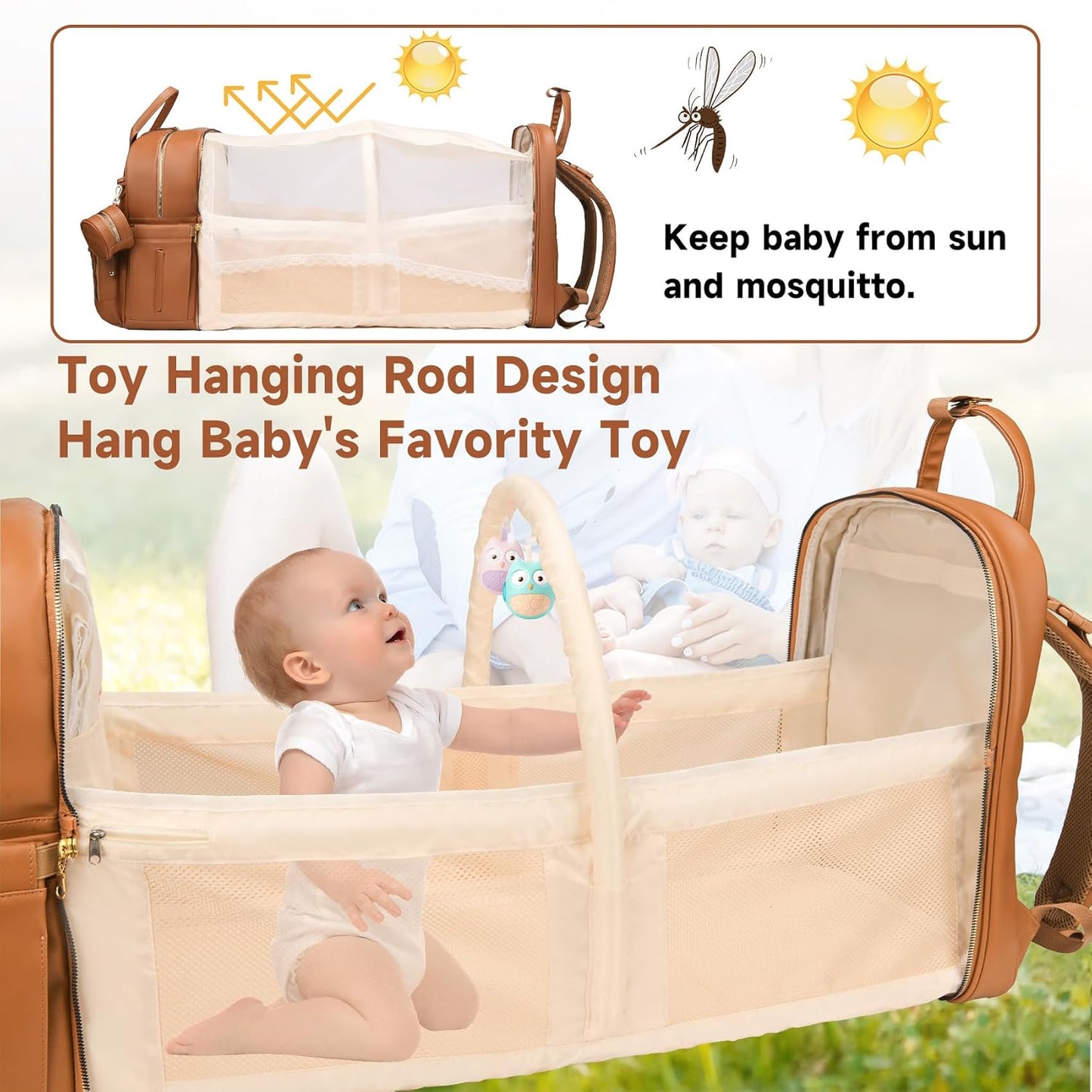 Leather Baby Diaper Bag with Changing Station，Newborn Essentials Must Haves