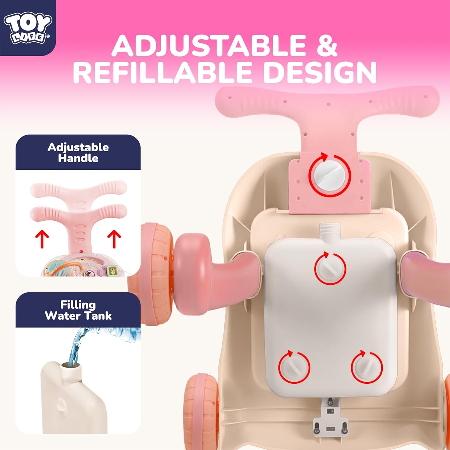 3-in-1 Baby Push Walker, Sit-to-Stand Activity Center with Music for Babies 6-12 Months