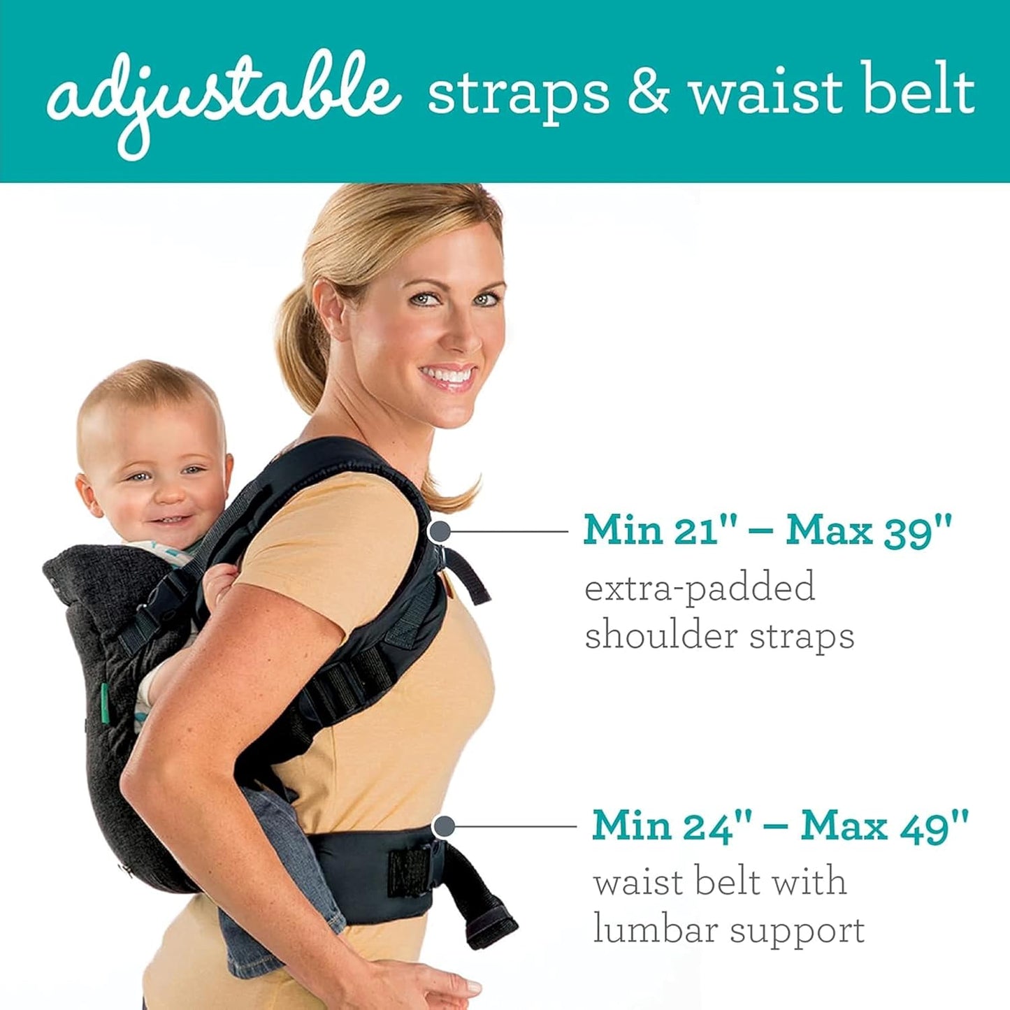 4-in-1 Convertible Baby Carrier - Ergonomic Infant to Toddler Carrier (7-45 lbs) Adjustable & Registry Essential,Black Denim