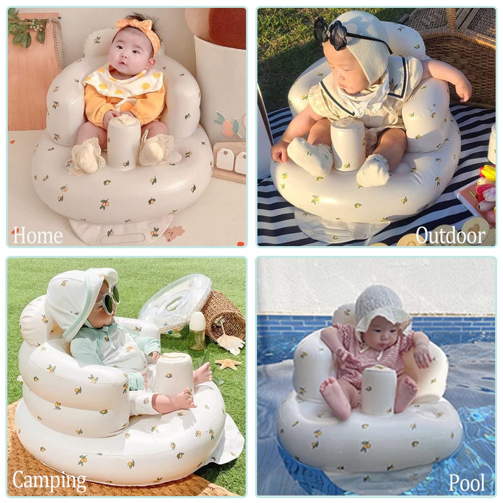 Inflatable Baby Seat with Built-in Air Pump – Portable Floor Chair for Sitting Up, Feeding & Play 3 Months & Up