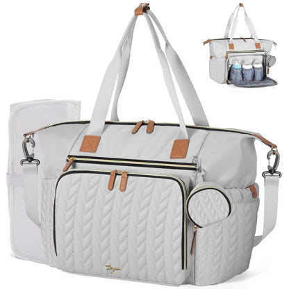 Large Diaper Bag Tote Waterproof – Hospital Bag for Labor Delivery with Changing Pad & Pacifier Case – Travel Maternity Baby Bag for Mom
