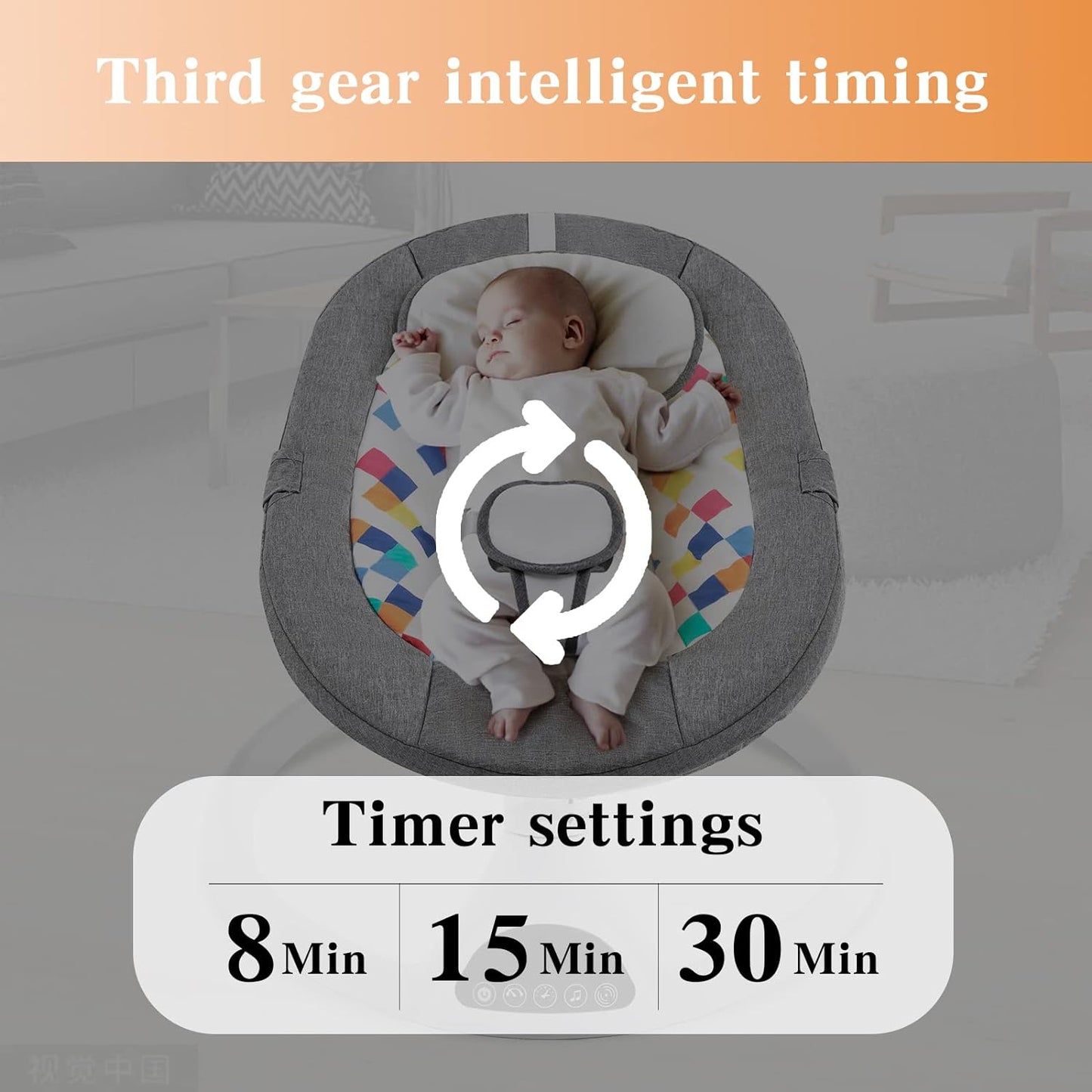 Baby Swing for Infants,Electric Bouncer for Babies-Remote, 5 Speeds, Bluetooth Music & Net