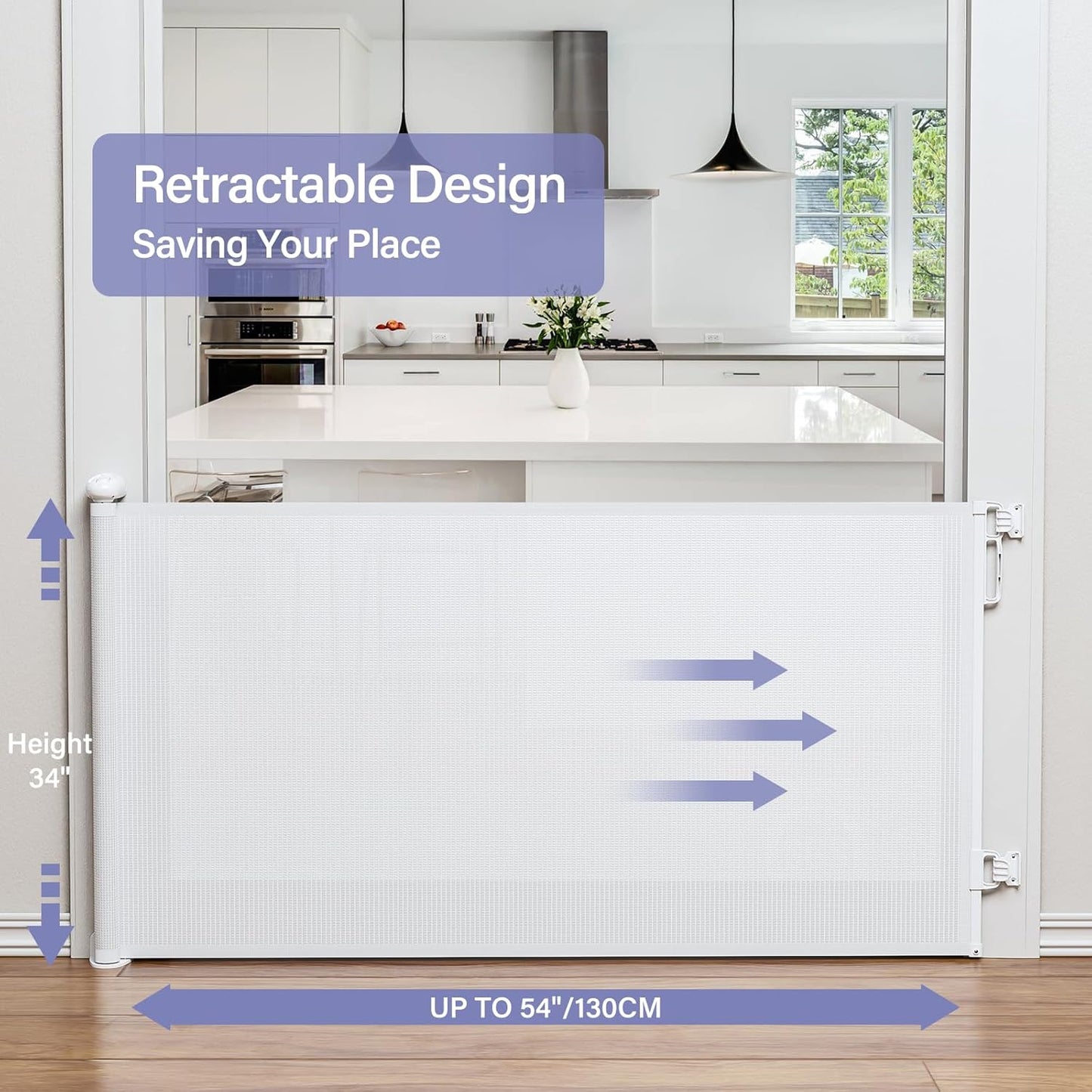 Baby Gate Retractable Gates for Stairs, Mesh Dog Gate for The House, Long Child Safety Gates for Doorways, Hallways, Cat Gate Indoor/Outdoor