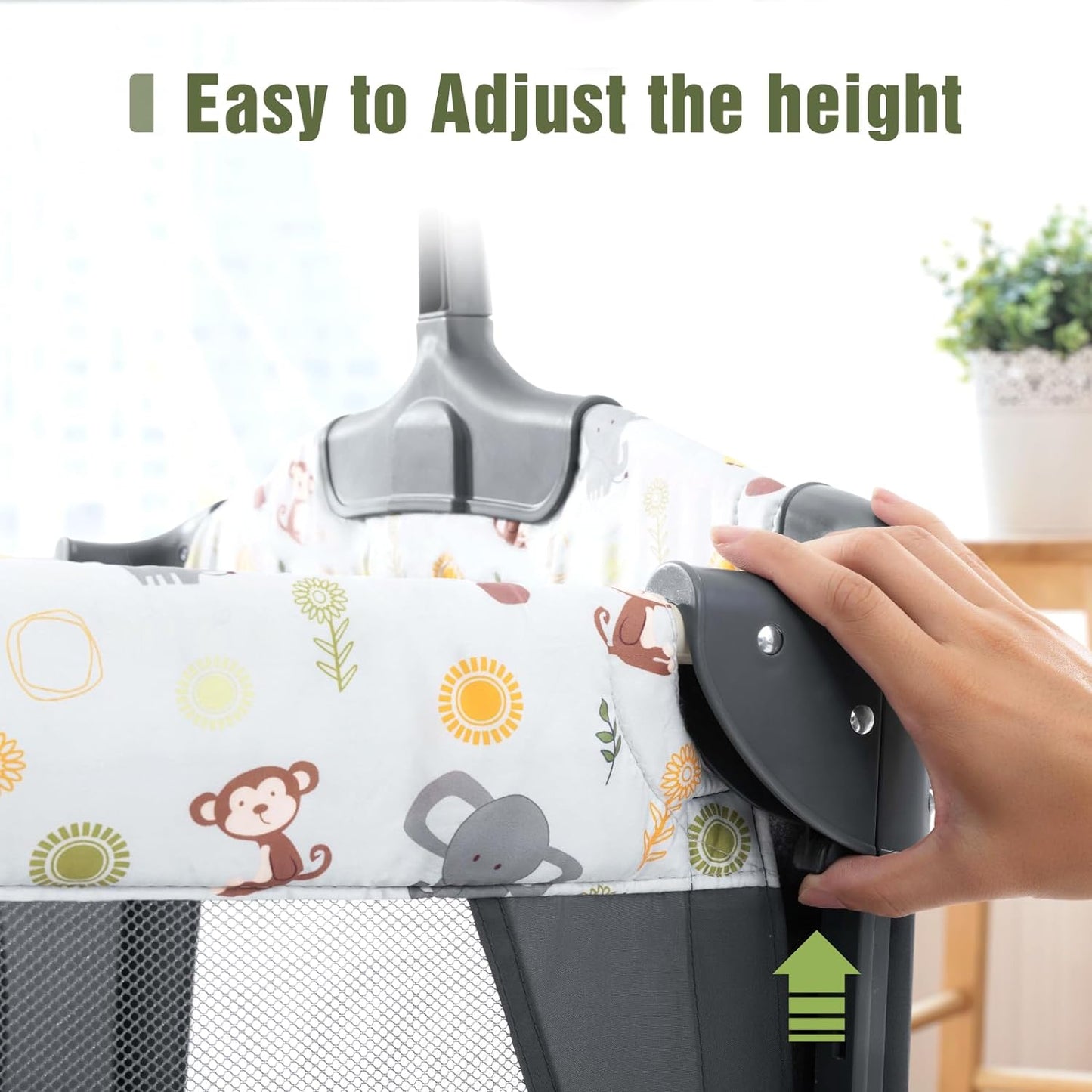 5 in 1 Baby Crib, Bedside Cribs, Pack and Play with Bassinet and Changing Table