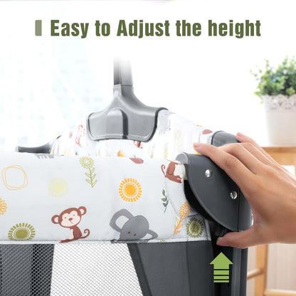 5 in 1 Baby Crib, Bedside Cribs, Pack and Play with Bassinet and Changing Table