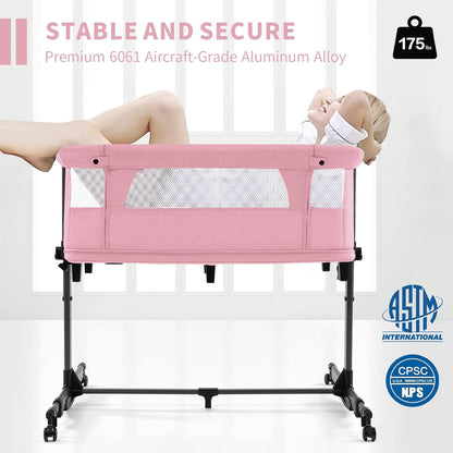 3-in-1 Baby Bassinet Bedside Sleeper – Convertible Crib with Breathable Mesh, 5 Height Positions, Portable Playard for Newborn