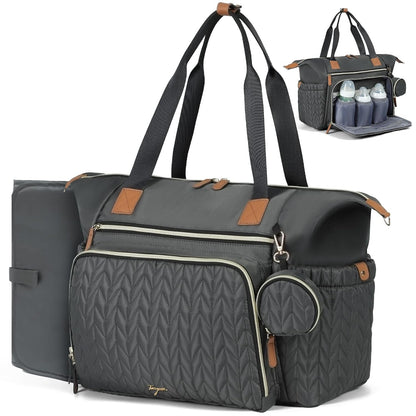 Large Diaper Bag Tote Waterproof – Hospital Bag for Labor Delivery with Changing Pad & Pacifier Case – Travel Maternity Baby Bag for Mom