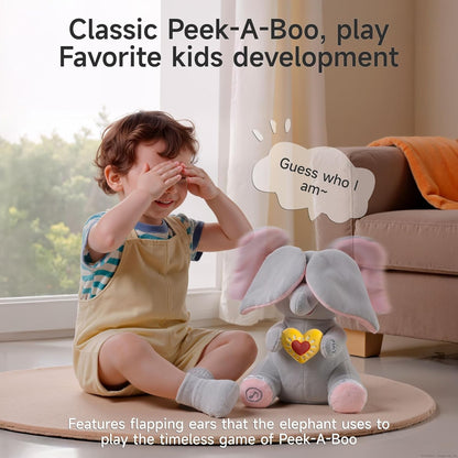 Interactive Singing Plush Elephant Toy - Musical  Elephant with Flapping Ears for Babies & Toddlers