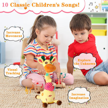 Dancing Giraffe Plush Toy for Toddlers with Music, Voice Repeat & Light-Up Feature – Interactive Baby Gift