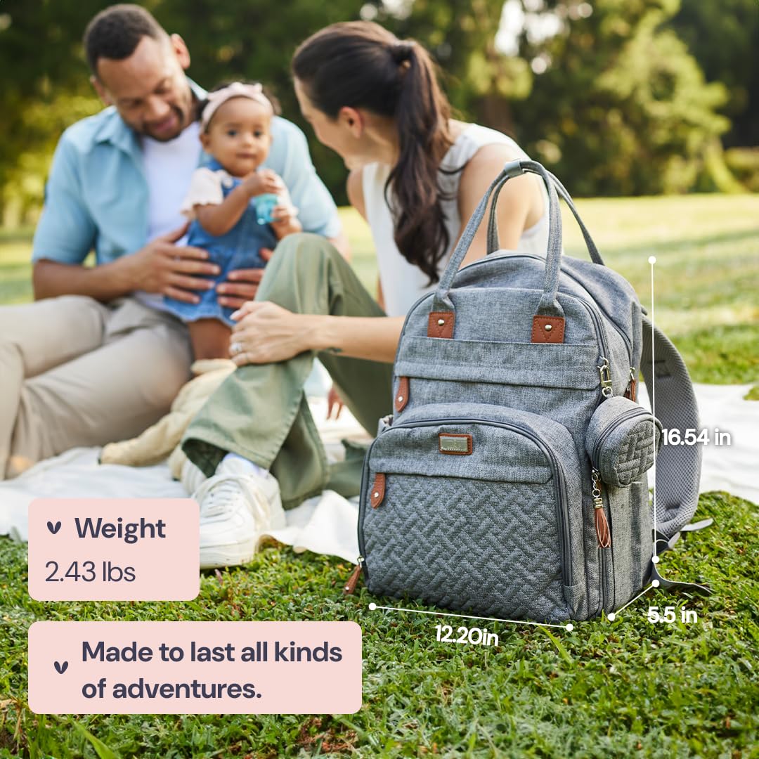 Diaper Bag Backpack -  Multi Function Water Resistant Diaper Bag with Changing Pad, Stroller Straps & Pacifier Case ,Travel Essentials