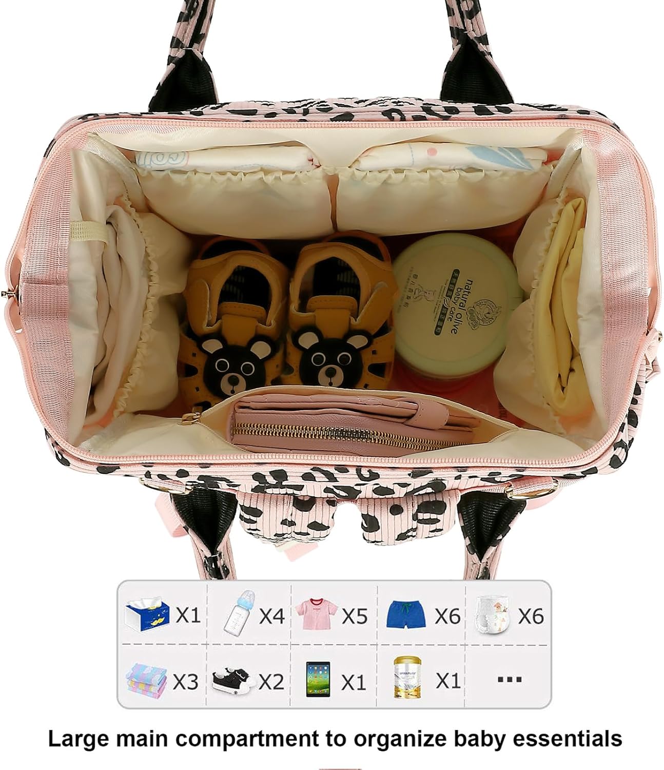 Corduroy Diaper Bag Backpack for Baby Girls Boys, Women Large Nappy Bags for Mom