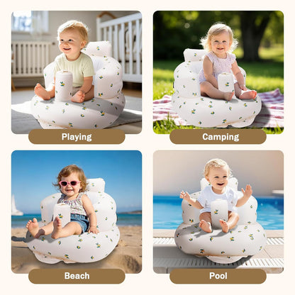 Inflatable Baby Seat with Built-in Air Pump – Portable Floor Chair for Sitting Up, Feeding & Play 3 Months & Up