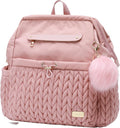 Lightweight Diaper Bag Backpack with Changing Pad – Large Opening Travel Nursery Bag for Mom, Stroller Clips & Faux Fur Pendant