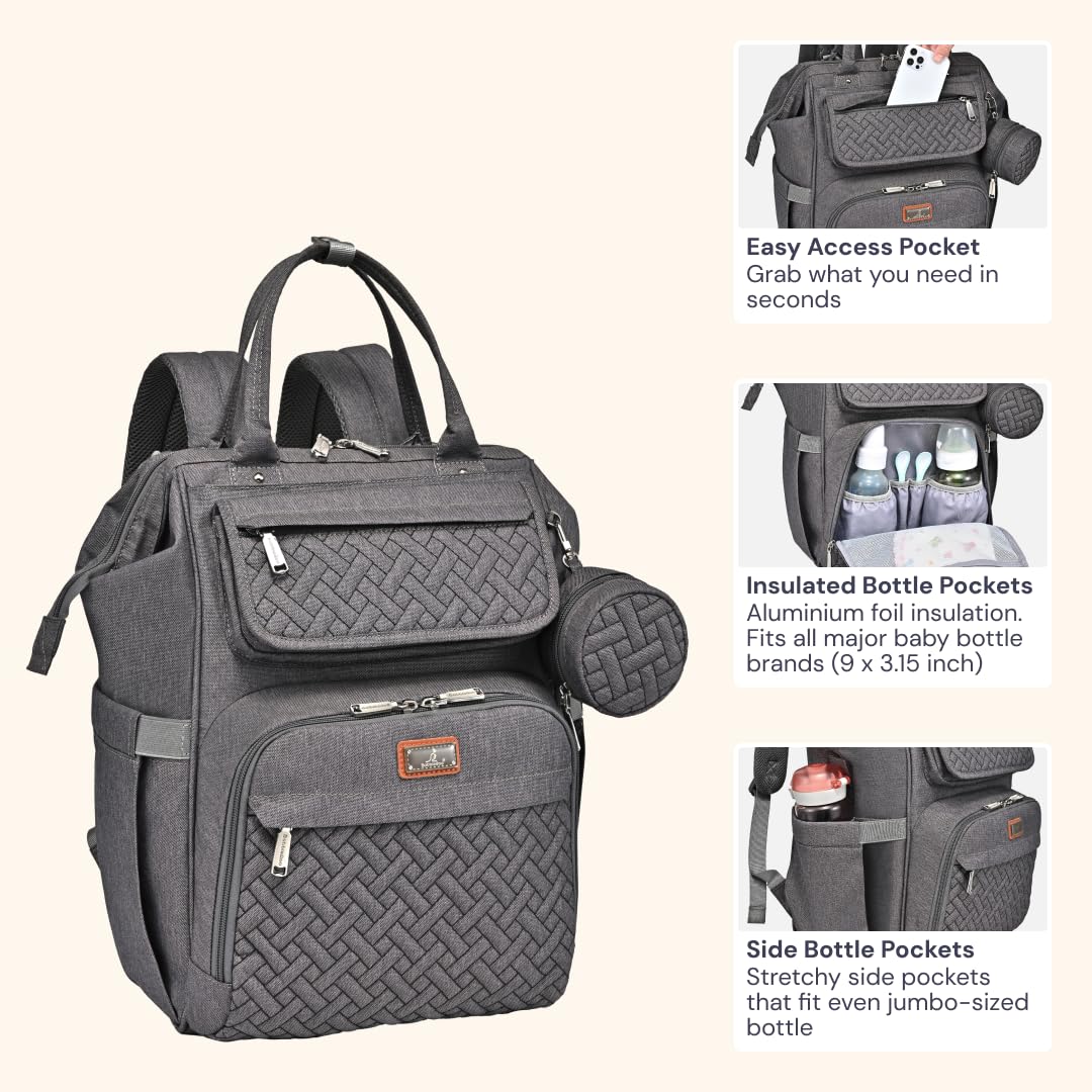Multifunction Diaper Bag Backpack with Changing Pad & Stroller Straps & Pacifier Case