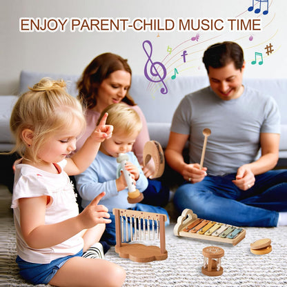 Montessori Wooden Musical Instruments Set with Xylophone, Sensory Learning Toys for Toddlers 18+ Months, Educational Gift for Kids