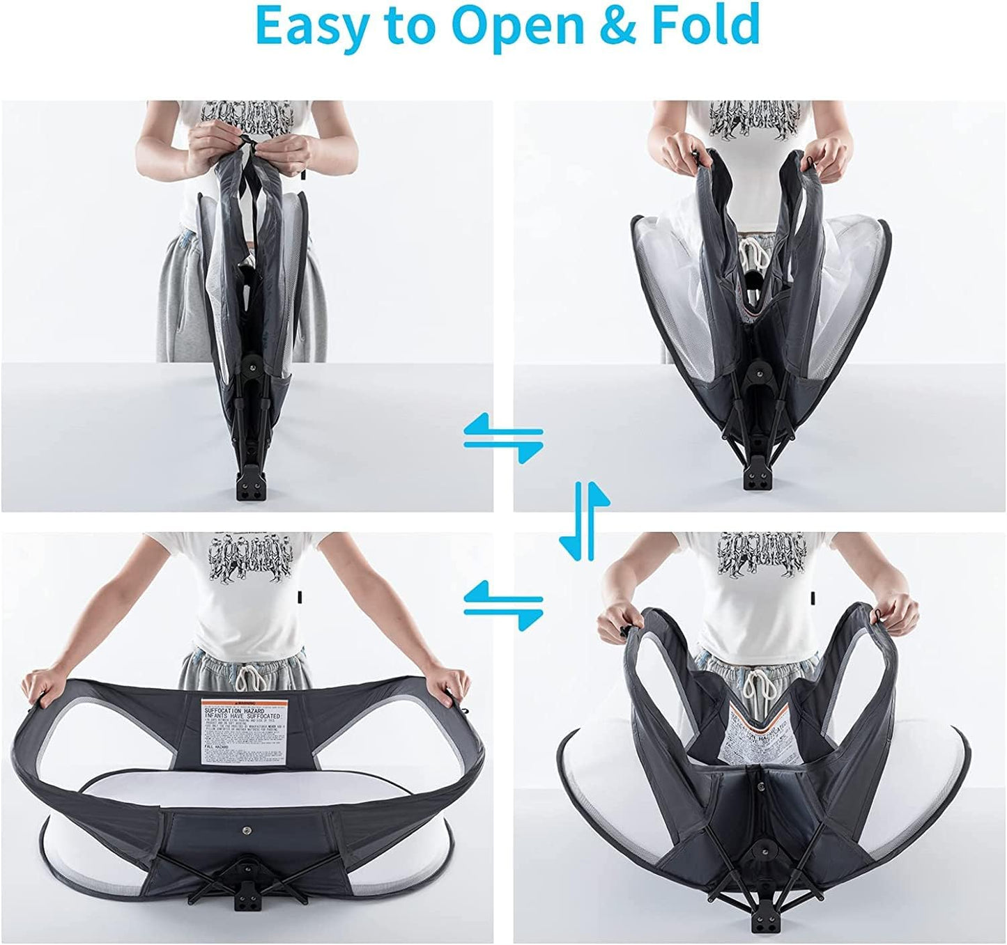 Portable Baby Travel Bassinet with Mosquito Net & Sunshade – Lightweight Foldable Crib for Indoor & Outdoor Use