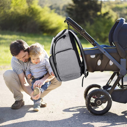 Diaper Bag Backpack, Large Multifunction Waterproof Travel Baby Changing Bag for Dad Mom with 4 Insulated Pockets and Stroller Straps
