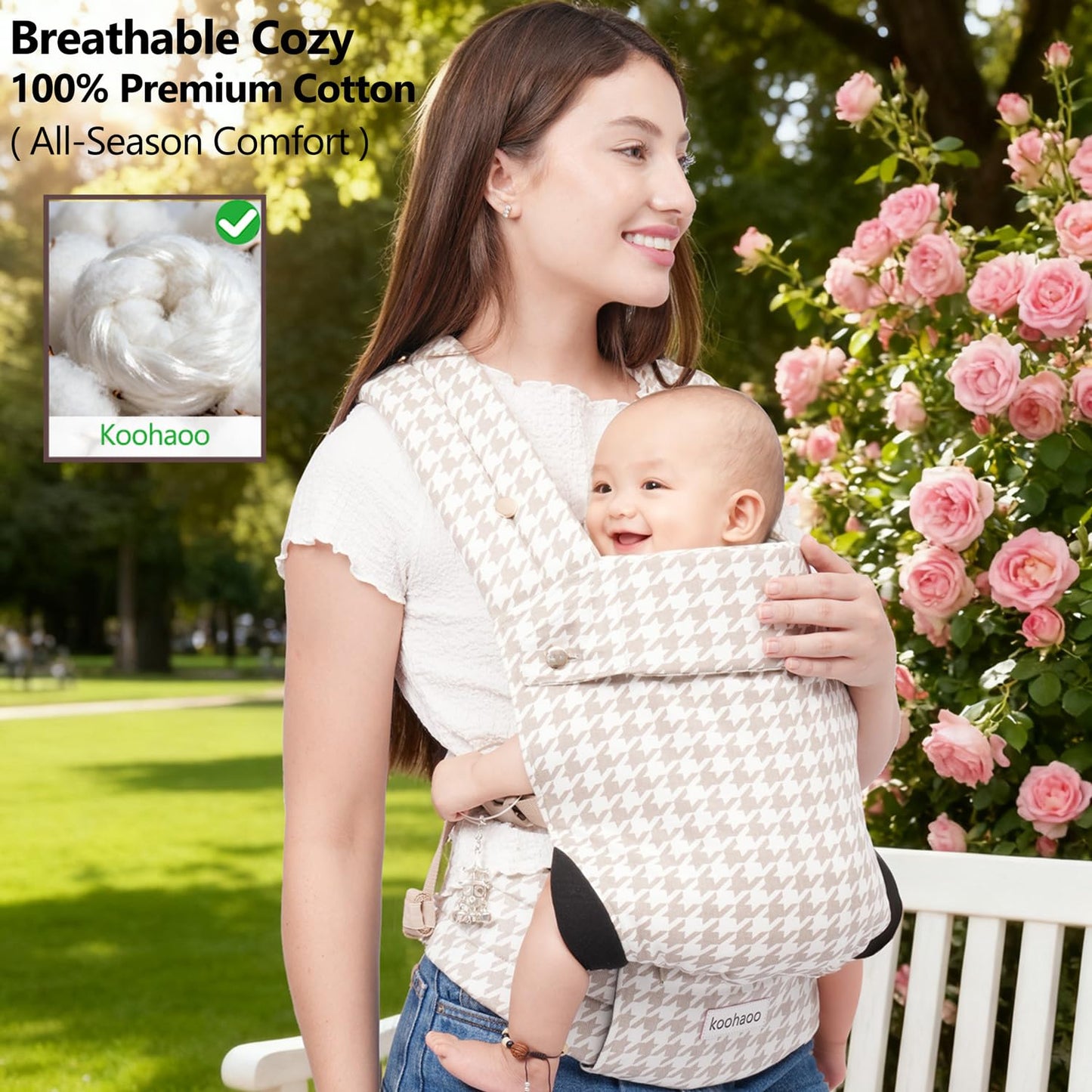 Ergonomic Baby Carrier Newborn to Toddler - 3-Position Infant Carrier with Head Support (3-36 Months) Premium Cotton & Lightweight