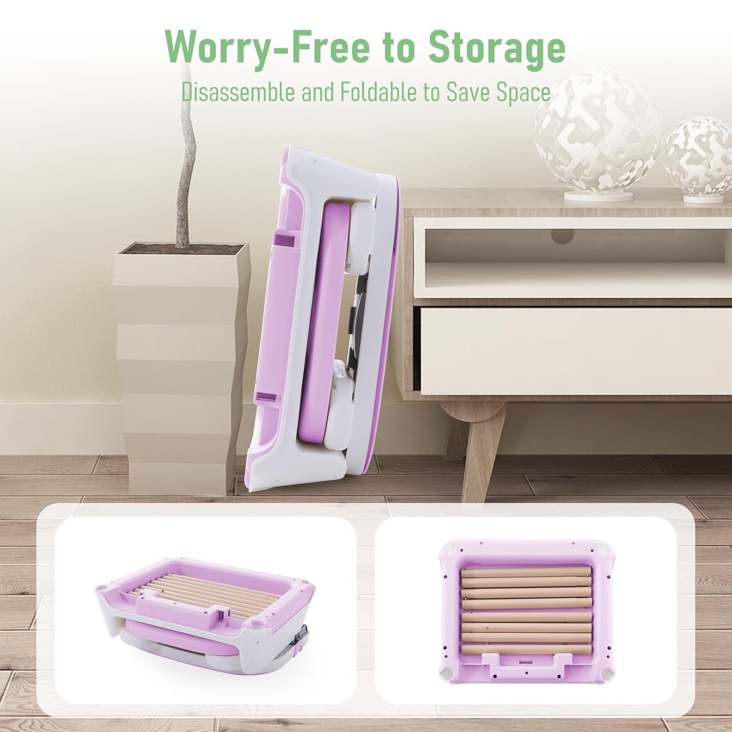 3 in 1 Baby High Chair, Portable High Chairs for Babies and Toddlers, Adjustable Convertible Infant Baby Feeding Chair Booster for Eating with Detachable Double Tray,Purple