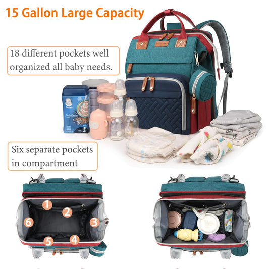 Diaper Bag Backpack with Change Station ，Waterproof Diaper Bag Backpack with USB Charging Port