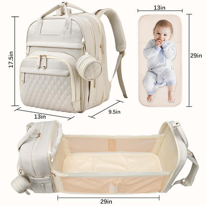 Leather Diaper Bags with Changing Station，Baby Bag，Large Capacity Diaper Bag Backpack