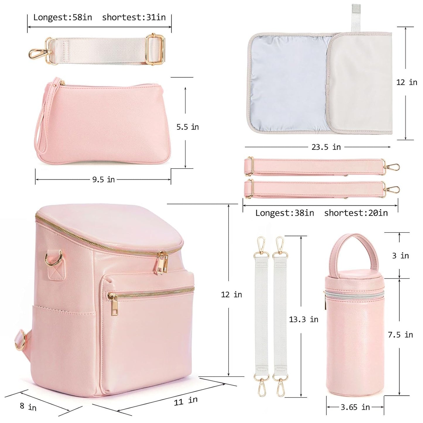 2026 New Diaper Bag Backpack, Fashion Leather Mommy Backpacks, Travel Baby Diaper Bags with in Bag Organizer and Changing Pad