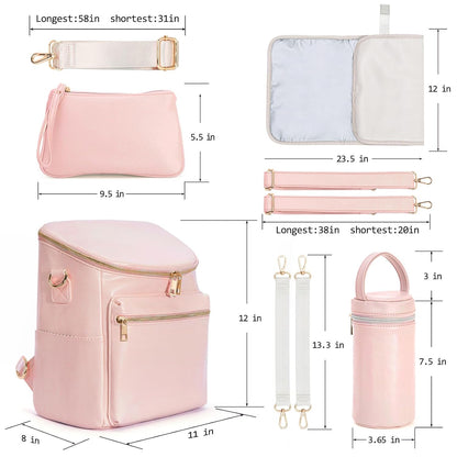 2026 New Diaper Bag Backpack, Fashion Leather Mommy Backpacks, Travel Baby Diaper Bags with in Bag Organizer and Changing Pad