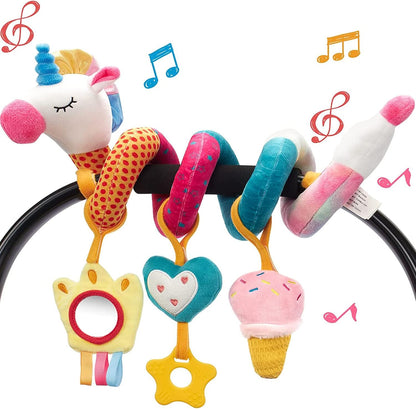 Car Seat Toys For Babies 0-6 Months Baby ,Rattle, Mirror, Crinkle, Squeaky Carseat Stroller Toys