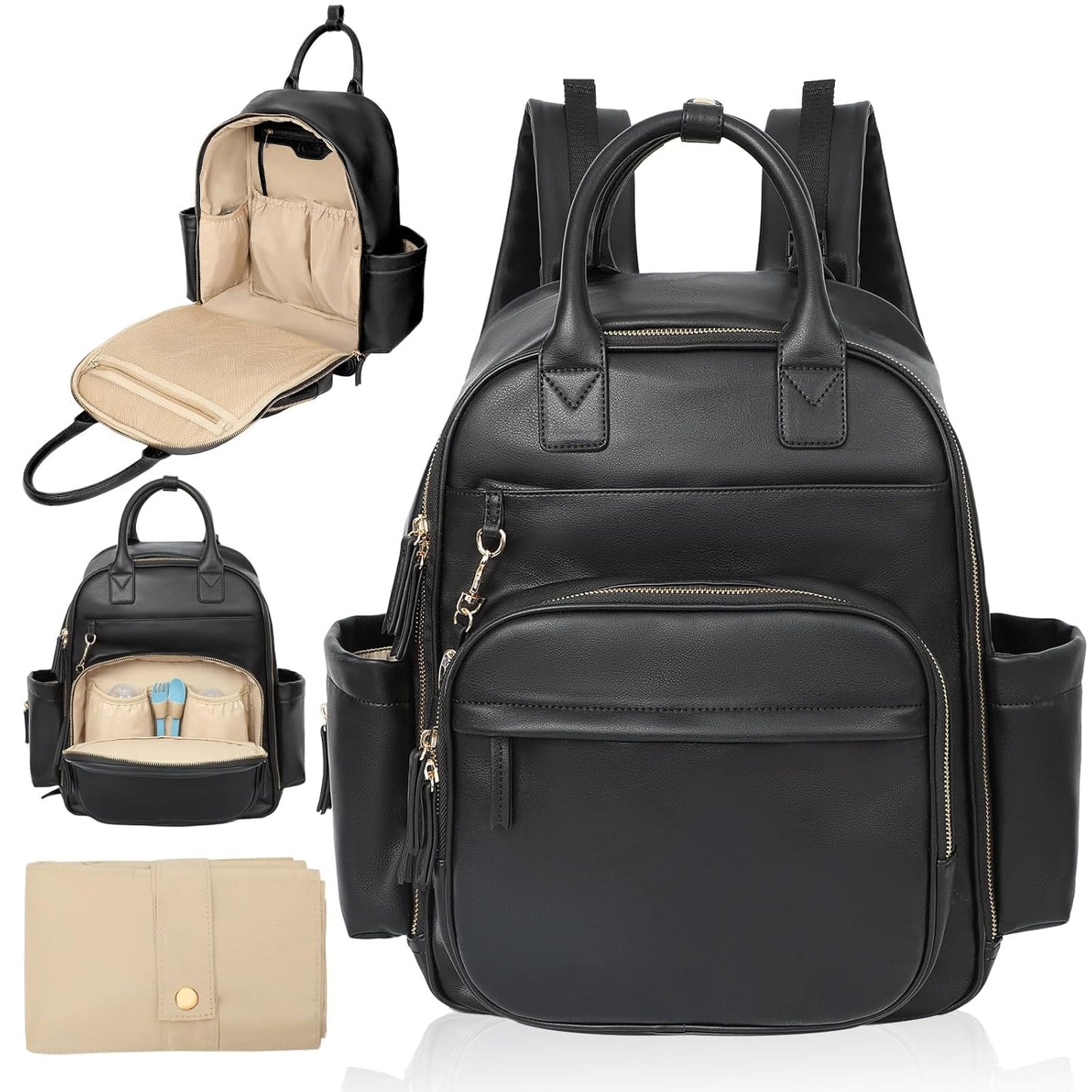 Diaper Bag Backpack, Large Travel Leather Diaper Backpack