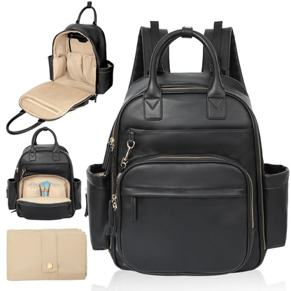 Diaper Bag Backpack, Large Travel Leather Diaper Backpack