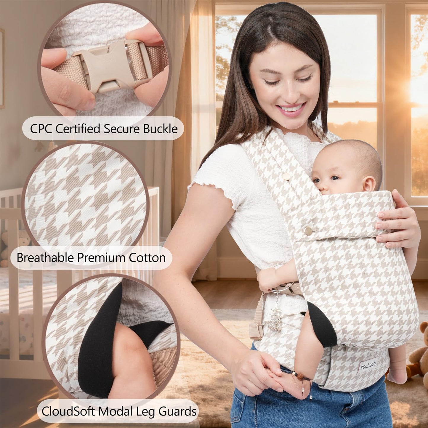 Ergonomic Baby Carrier Newborn to Toddler - 3-Position Infant Carrier with Head Support (3-36 Months) Premium Cotton & Lightweight