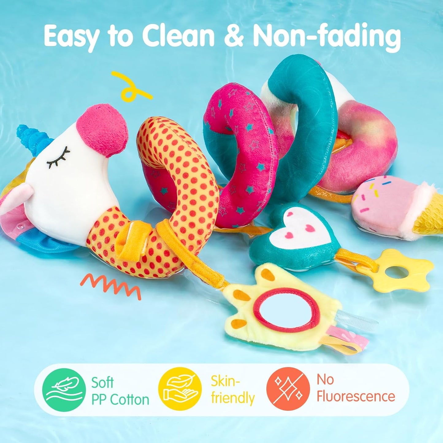 Car Seat Toys For Babies 0-6 Months Baby ,Rattle, Mirror, Crinkle, Squeaky Carseat Stroller Toys