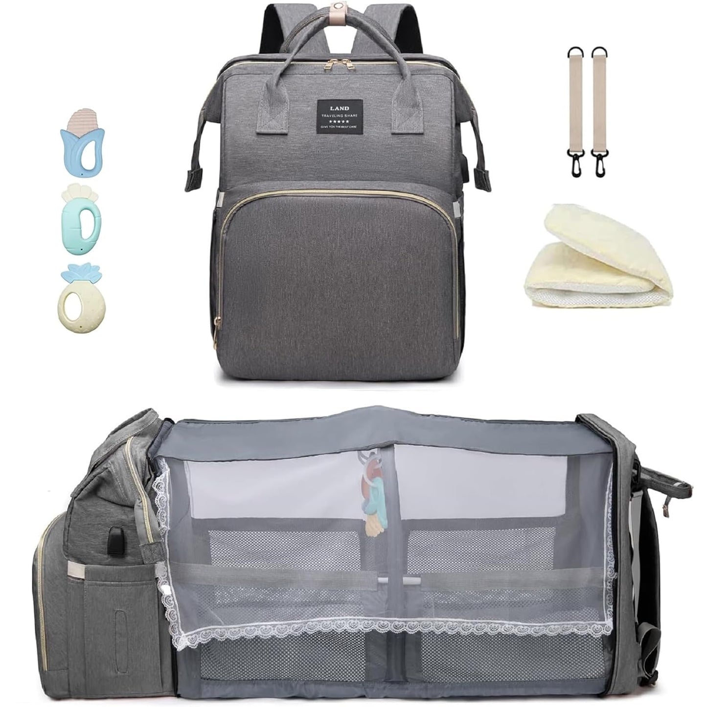 3 in 1 Diaper Bag Backpack with Changing Station