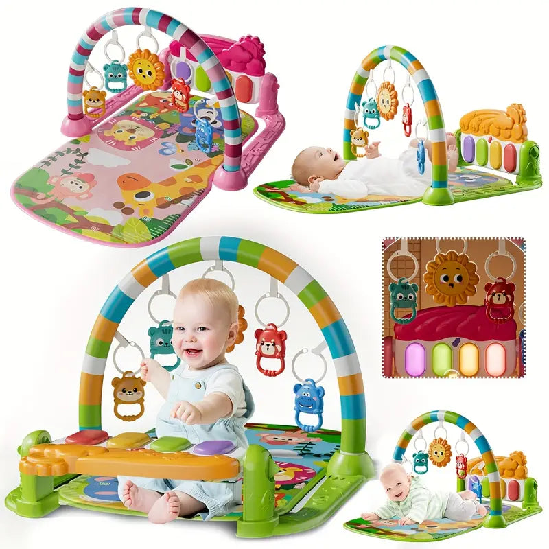 5-in-1 Multifunctional Baby Activity Center with Musical Piano Keys, Sensory Toys & Adjustable Reclining Seat