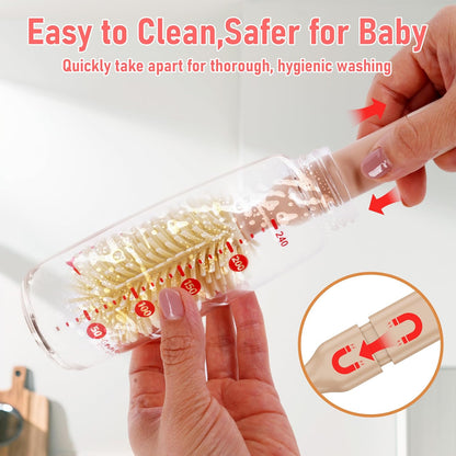 Portable Silicone Bottle Cleaning Kit – Baby Bottle Brush Set with Drying Rack & Travel Case – BPA-Free, Dishwasher Safe for Home & On-the-Go