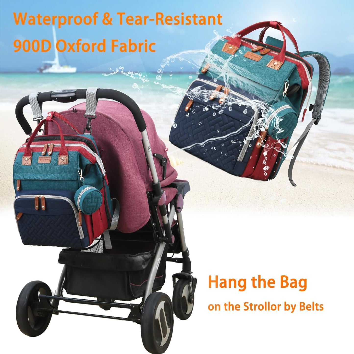 Diaper Bag Backpack with Change Station ，Waterproof Diaper Bag Backpack with USB Charging Port