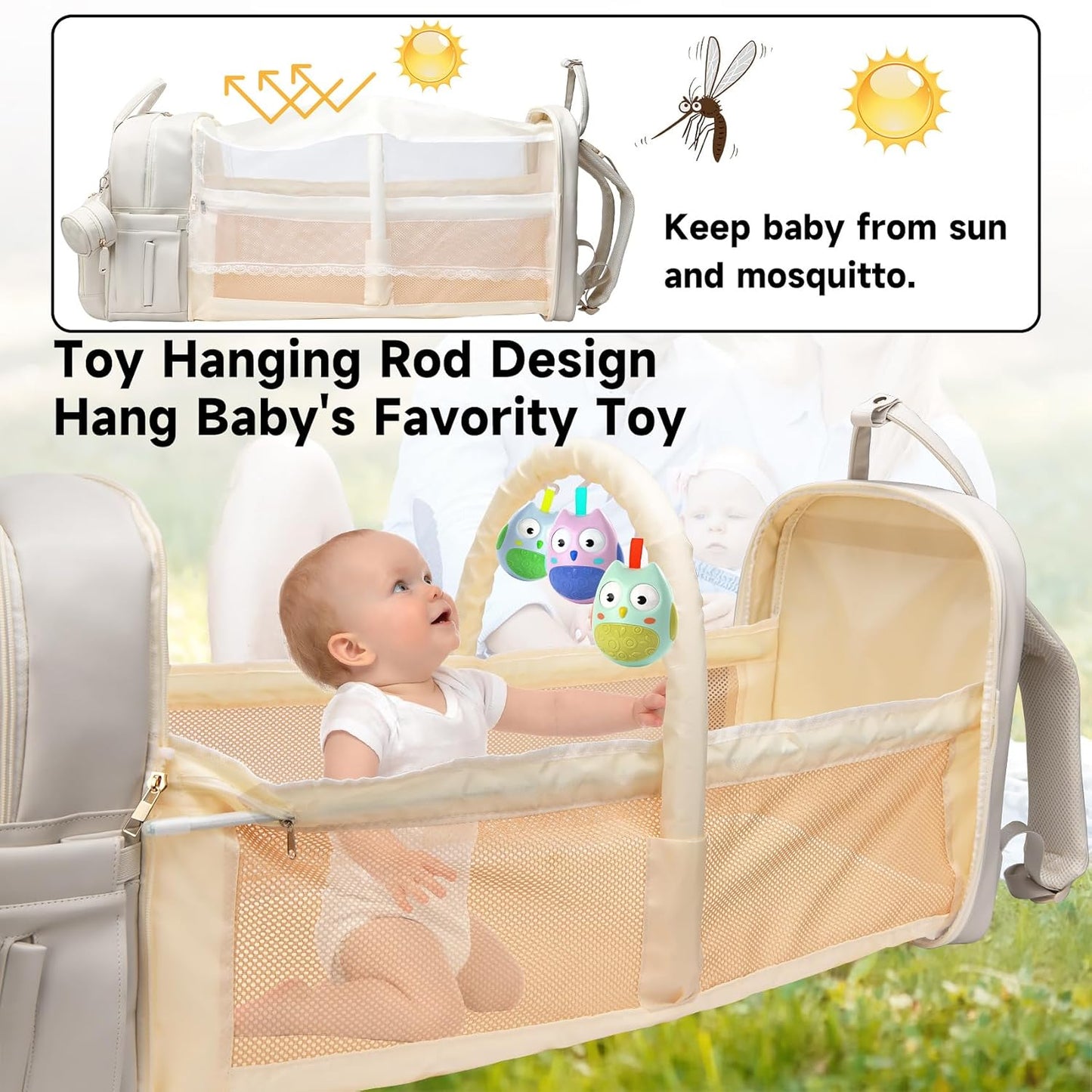 Leather Baby Diaper Bags with Changing Station,Extra large Capacity Baby Diaper Bag Backpack,Waterproof Baby Essentials White