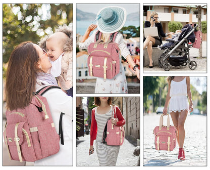 Diaper Backpack,Travel Backpack Diaper Bag for Dad Mom Baby Boys,Insulated Pockets Portable Baby Nappy Bags with USB Charging Port,RFID Anti-Theft Water-Resistant Pocket Stroller Straps