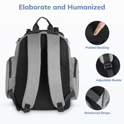 Diaper Bag Backpack, Large Multifunction Waterproof Travel Baby Changing Bag for Dad Mom with 4 Insulated Pockets and Stroller Straps