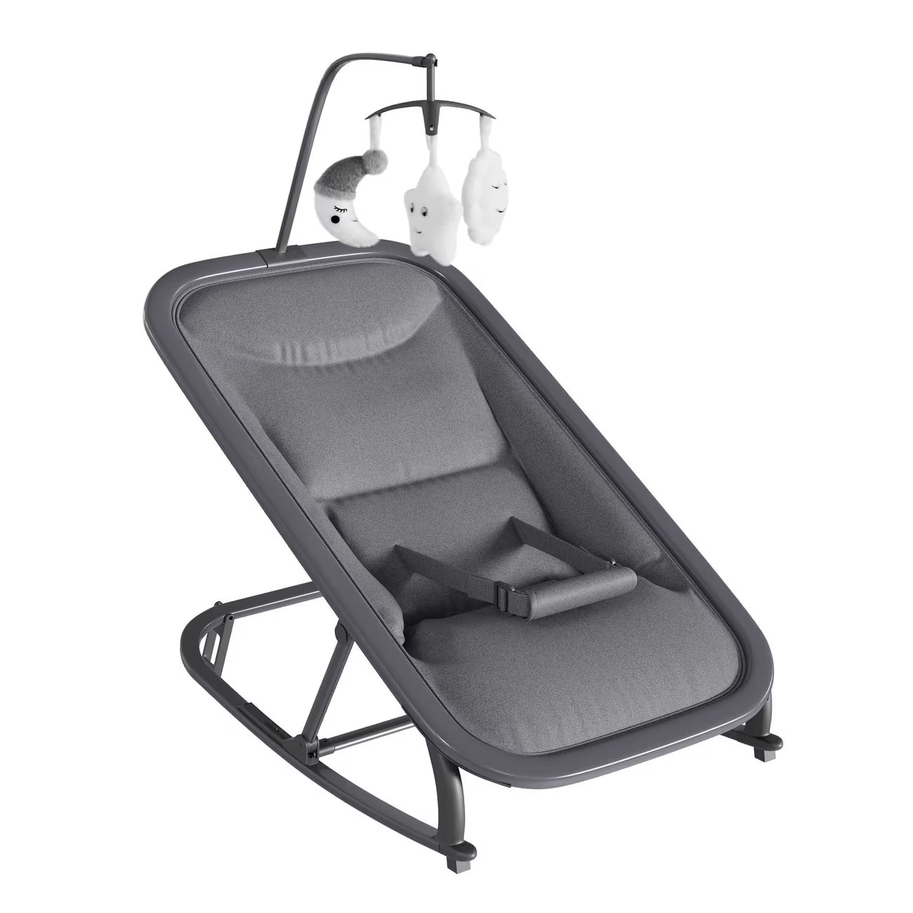 Baby Bouncer Folding Bouncer Seat Chair for Babies 0-9 Months with Toy Bar Gray