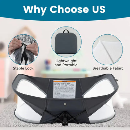 Portable Baby Travel Bassinet with Mosquito Net & Sunshade – Lightweight Foldable Crib for Indoor & Outdoor Use